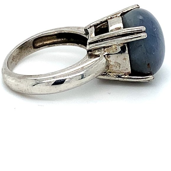 Blue Star Sapphire 14.01ct Platinum Silver Ring - Picture 4 of 7